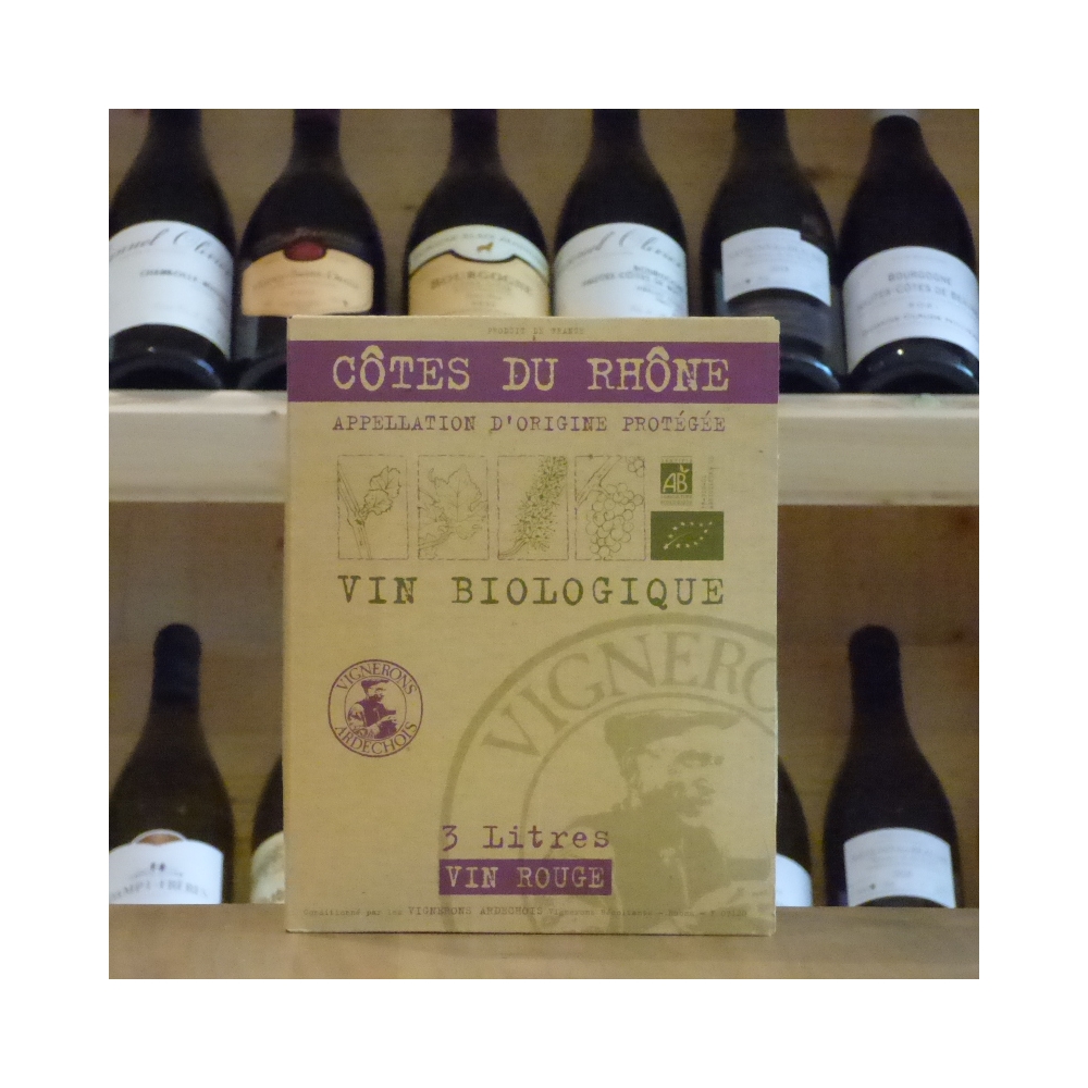 Fontaine à vin Côtes du Rhône rouge  Bio 3 litres