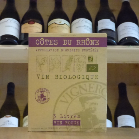 Fontaine à vin Côtes du Rhône rouge  Bio 3 litres