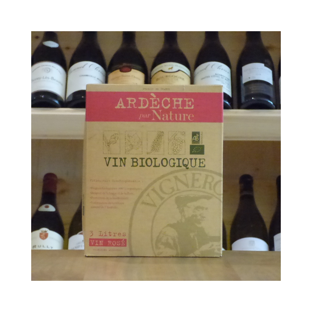 Fontaine à vin Ardèche par nature rosé 3 litres Bio