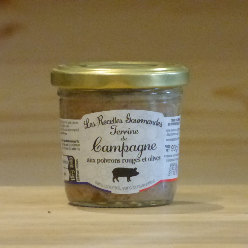 Terrine de campagne aux poivrons rouges et olives 90g