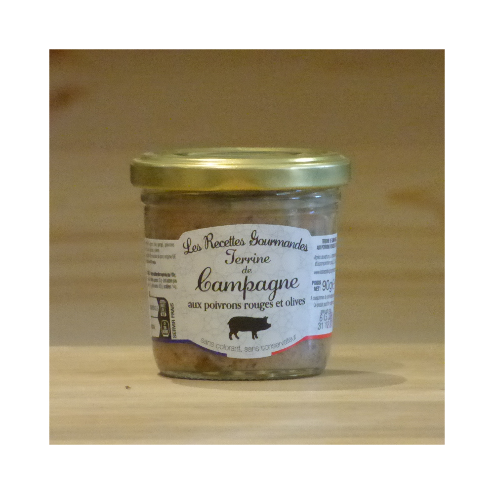 Terrine de campagne aux poivrons rouges et olives 90g