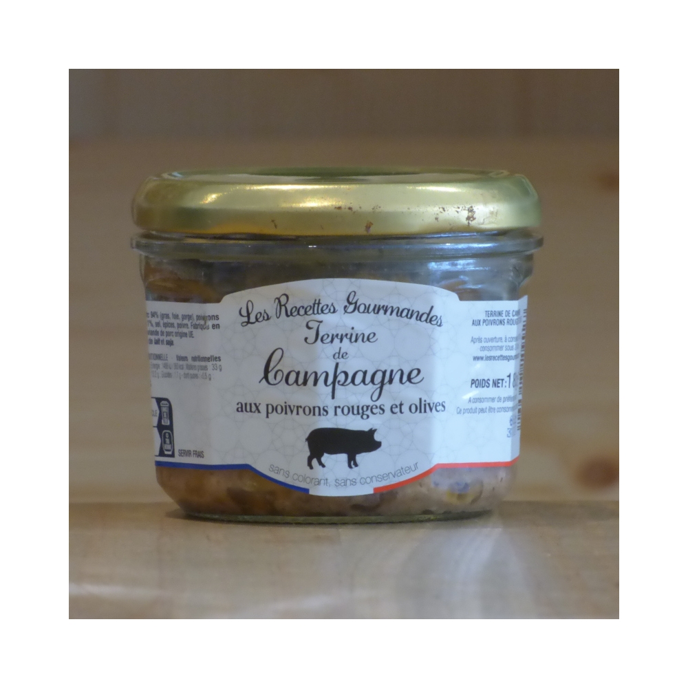 Terrine de campagne aux poivrons rouges et olives 180g