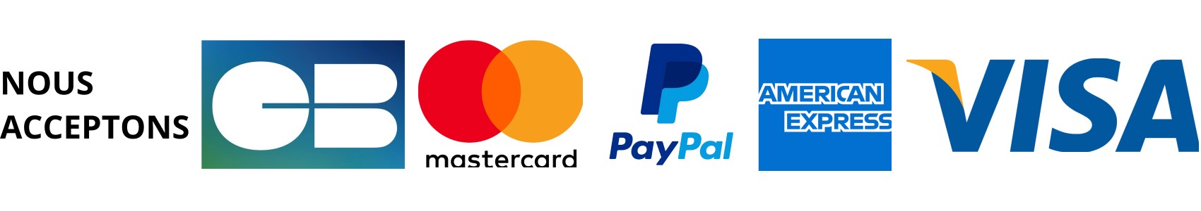 Nous acceptons Visa, Mastercard, CB, Paypal